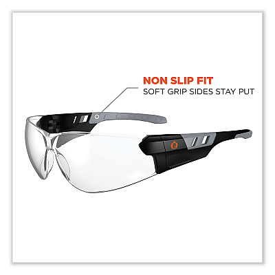 ergodyne Skullerz Saga Frameless Safety Glasses, Matte Black Nylon Impact Frame, Clear Polycarbonate Lens (EGO59100)