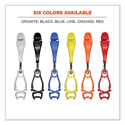 ergodyne Squids 3420 Dual Clip Swivel Glove Clip Holder, 1 x 0.6 x 5.5, Acetal Copolymer, Granite, 100/Pack (EGO19515BULK)