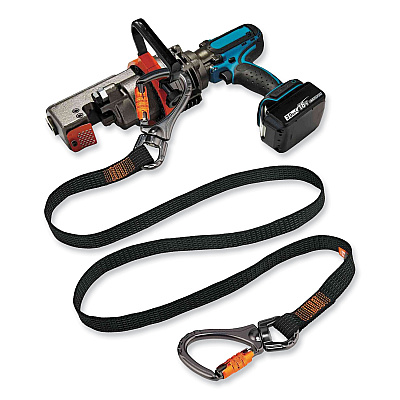 ergodyne Squids 3139 Tool Lanyard with 2 Locking Swivel Carabiners, 40 lb Max Working Capacity, 76" Long, Black/Orange (EGO19139)