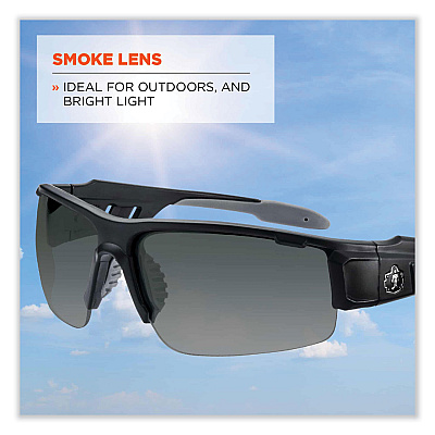 ergodyne Skullerz Dagr Safety Glasses, Matte Black Nylon Impact Frame, Anti-Fog Polycarbonate Lens (EGO52433)