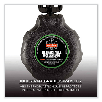 ergodyne Squids 3001 Retractable Tool Lanyard with Choking-Loop Tool Tether + Carabiner Anchor, 2 lb Max Working Capacity, 48" Long (EGO19301)