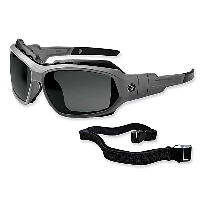 ergodyne Skullerz Loki Safety Glasses/Goggles, Matte Gray Nylon Impact Frame, Polarized Smoke Polycarbonate Lens (EGO56131)