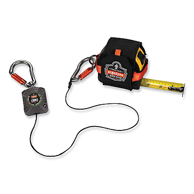 ergodyne Squids 3003 Retractable Lanyard with Two Carabiners, 2 lb Max Working Capacity, 8" to 48"Long, Gray (EGO19303)