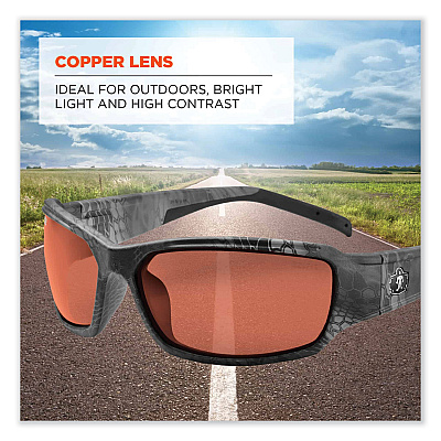 ergodyne Skullerz Thor Safety Glasses, Kryptek Tyhpon Nylon Impact Frame, Copper Polycarbonate Lens (EGO51320)