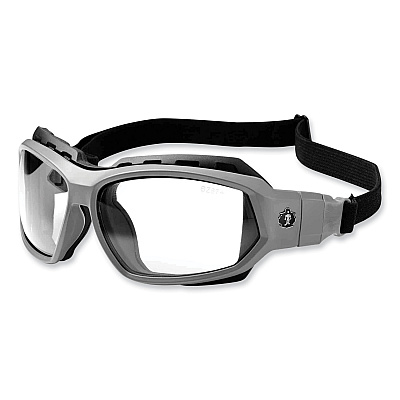 ergodyne Skullerz Loki Safety Glasses/Goggles, Matte Gray Nylon Impact Frame, Clear Polycarbonate Lens (EGO56100)