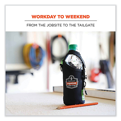 ergodyne Squids 3775 Can + Bottle Holder Trap, Small, 3.62 x 7.25 x 2.5, Neoprene, Black (EGO19775)