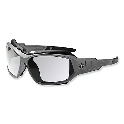 ergodyne Skullerz Loki Safety Glasses/Goggles, Matte Gray Nylon Impact Frame, Clear Polycarbonate Lens (EGO56100)