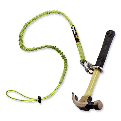 ergodyne Squids 3101 Lanyard with Stainless Steel Carabiner + Cinch-Loop, 15 lb Max Working Capacity, 42" to 54" Long, Lime (EGO19017)