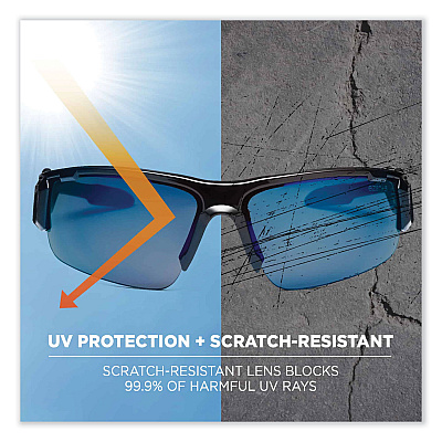ergodyne Skullerz Dagr Safety Glasses, Black Nylon Impact Frame, Blue Mirror Polycarbonate Lens (EGO52092)