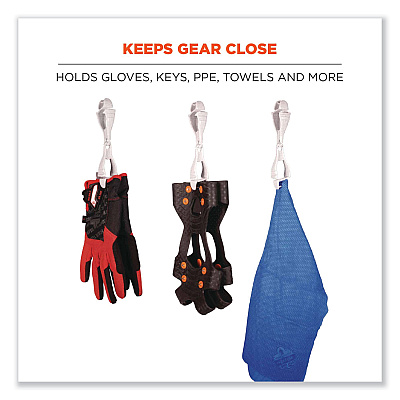 ergodyne Squids 3400 Dual Clip Glove Clip Holder, 1 x 1 x 6.5, Acetal Copolymer, Granite (EGO19115)
