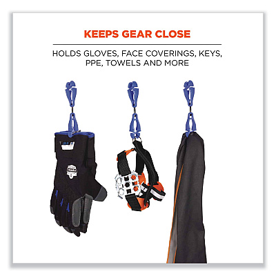 ergodyne Squids 3420 Dual Clip Swivel Glove Clip Holder, 1 x 0.6 x 5.5, Acetal Copolymer, Blue (EGO19417)