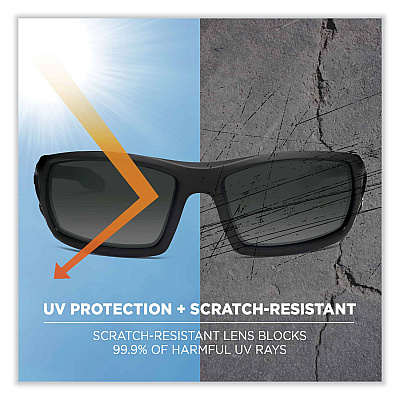 ergodyne Skullerz Odin Safety Glasses, Matte Black Nylon Impact Frame, Polarized Smoke Polycarbonate Lens (EGO50431)