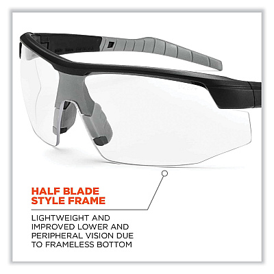 ergodyne Skullerz Skoll Safety Glasses, Matte Black Nylon Impact Frame, Anti-Fog Clear Polycarbonate Lens (EGO59003)