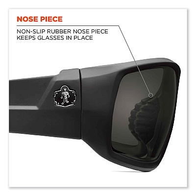 ergodyne Skullerz Odin Safety Glasses, Matte Black Nylon Impact Frame, Anti-Fog Smoke Polycarbonate Lens (EGO50433)