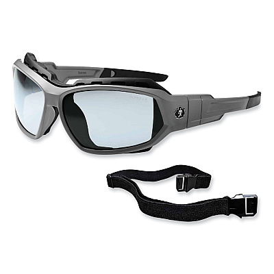 ergodyne Skullerz Loki Safety Glasses/Goggles, Matte Gray Nylon Impact Frame, Indoor/Outdoor Polycarbonate Lens (EGO56180)