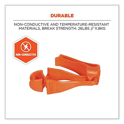 ergodyne Squids 3405 Belt Clip Glove Clip Holder, 1 x 1 x 6, Acetal Copolymer, Orange (EGO19128)