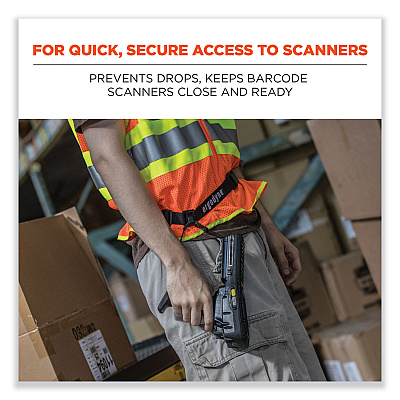 ergodyne Squids 3135 Barcode Scanner Belt with Hook + Adaptor Strap, Large: 48" to 80" Long, Black (EGO19168)