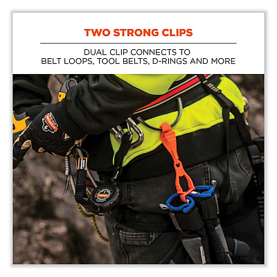 ergodyne Squids 3400 Dual Clip Glove Clip Holder, 1 x 1 x 6.5, Acetal Copolymer, Red (EGO19113)
