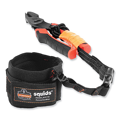 ergodyne Squids 3116 Pull-On Wrist Lanyard with Buckle, 3 lb Max Working Capacity, 7.5" Long, Black (EGO19057)