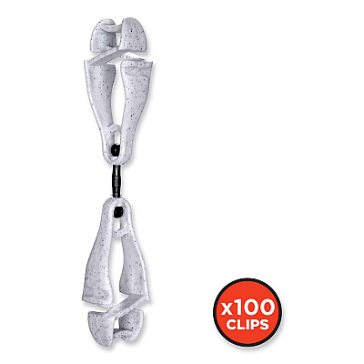 ergodyne Squids 3420 Dual Clip Swivel Glove Clip Holder, 1 x 0.6 x 5.5, Acetal Copolymer, Granite, 100/Pack (EGO19515BULK)