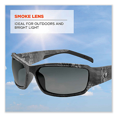 ergodyne Skullerz Thor Safety Glasses, Kryptek Tyhpon Nylon Impact Frame, Smoke Polycarbonate Lens (EGO51330)