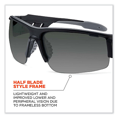 ergodyne Skullerz Dagr Safety Glasses, Matte Black Nylon Impact Frame, Anti-Fog Polycarbonate Lens (EGO52433)