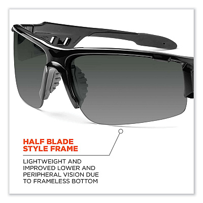 ergodyne Skullerz Dagr Safety Glasses, Black Nylon Impact Frame, Anti-Fog Smoke Polycarbonate Lens (EGO52033)