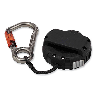 ergodyne Squids 3010 Retractable Lanyard with Locking Carabiner + Belt Clip, 5 lb Max Working Capacity, 48" Long, Black (EGO19310)