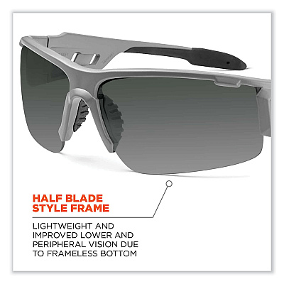 ergodyne Skullerz Dagr Safety Glasses, Matte Gray Nylon Impact Frame, Polarized Smoke Polycarbonate Lens (EGO52131)