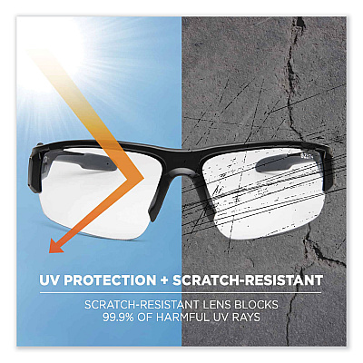 ergodyne Skullerz Dagr Safety Glasses, Matte Black Nylon Impact Frame, Anti-Fog Clear Polycarbonate Lens (EGO52403)