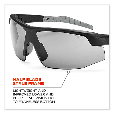 ergodyne Skullerz Skoll Safety Glasses, Matte Black Nylon Impact Frame, Anti-Fog Smoke Polycarbonate Lens (EGO59033)
