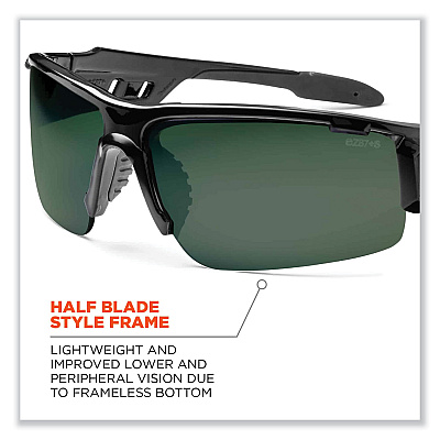 ergodyne Skullerz Dagr Safety Glasses, Black Nylon Impact Frame, Polarized G15 Polycarbonate Lens (EGO52071)