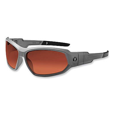 ergodyne Skullerz Loki Safety Glasses/Goggles, Gray Nylon Impact Frame, Polarized Copper Polycarbonate Lens (EGO56121)