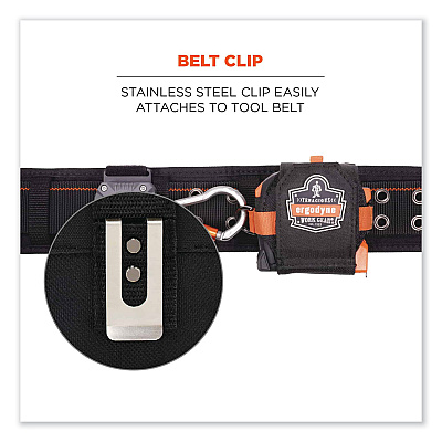 ergodyne Squids 3770 Belt Clip Tape Measure Holder, X-Large, 3.62 x 7.25 x 2.5, Polyester, Black (EGO19771)