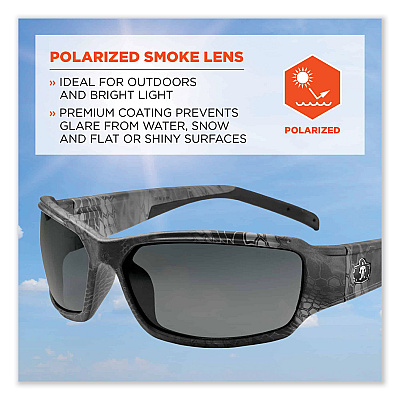ergodyne Skullerz Thor Safety Glasses, Kryptek Tyhpon Nylon Impact Frame, Polarized Smoke Polycarb Lens (EGO51331)