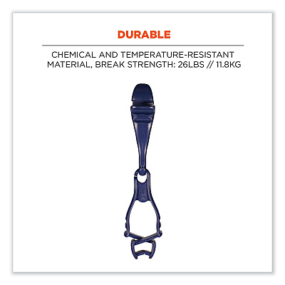 ergodyne Squids 3400MD Metal Detectable Dual Clip Glove Clip Holder, 1 x 1 x 6.5, Acetal Copolymer, Deep Blue (EGO19132)
