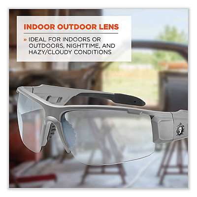 ergodyne Skullerz Dagr Safety Glasses, Matte Gray Nylon Impact Frame, Indoor/Outdoor Polycarbonate Lens (EGO52180)