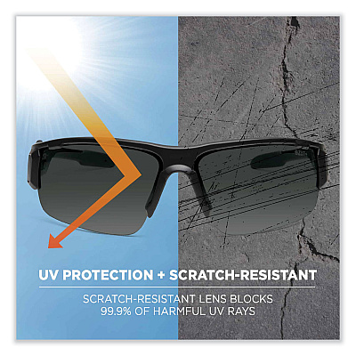 ergodyne Skullerz Dagr Safety Glasses, Matte Black Nylon Impact Frame, Anti-Fog Polycarbonate Lens (EGO52433)