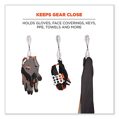 ergodyne Squids 3420 Dual Clip Swivel Glove Clip Holder, 1 x 0.6 x 5.5, Acetal Copolymer, Granite, 100/Pack (EGO19515BULK)