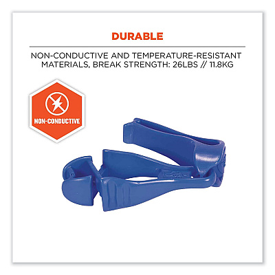 ergodyne Squids 3405 Belt Clip Glove Clip Holder, 1 x 1 x 6, Acetal Copolymer, Blue (EGO19127)