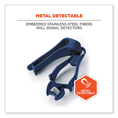 ergodyne Squids 3405MD Metal Detectable Belt Clip Glove Clip Holder, 1 x 1 x 6, Acetal Copolymer, Deep Blue (EGO19142)