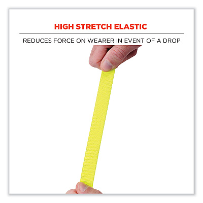 ergodyne Squids 3155 Elastic Lanyard with Clamp, 2 lb Max Working Capacity, 18" to 48" Long, Lime (EGO19155)