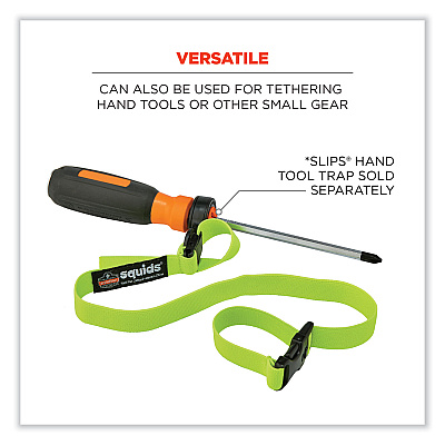 ergodyne Squids 3150 Elastic Lanyard with Buckle, 2 lb Max Working Capacity, 18" to 48" Long, Lime (EGO19150)