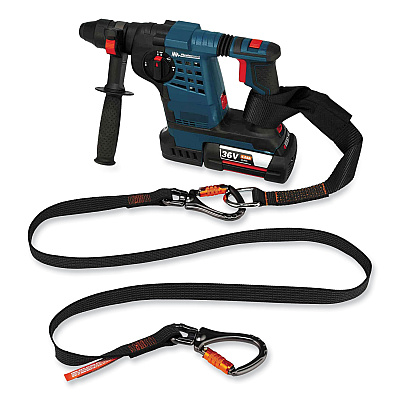 ergodyne Squids 3139 Tool Lanyard with 2 Locking Swivel Carabiners, 40 lb Max Working Capacity, 76" Long, Black/Orange (EGO19139)