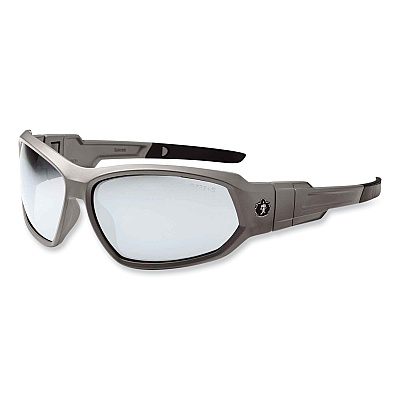 ergodyne Skullerz Loki Safety Glasses/Goggles, Matte Gray Nylon Impact Frame, Indoor/Outdoor Polycarbonate Lens (EGO56180)
