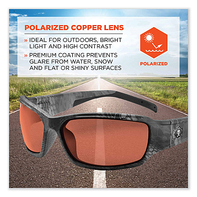 ergodyne Skullerz Thor Safety Glasses, Kryptek Tyhpon Nylon Impact Frame, Polarized Copper Polycarb Lens (EGO51321)