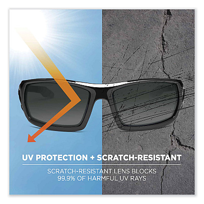 ergodyne Skullerz Odin Safety Glasses, Black Nylon Impact Frame, Polarized G15 Polycarbonate Lens (EGO50071)