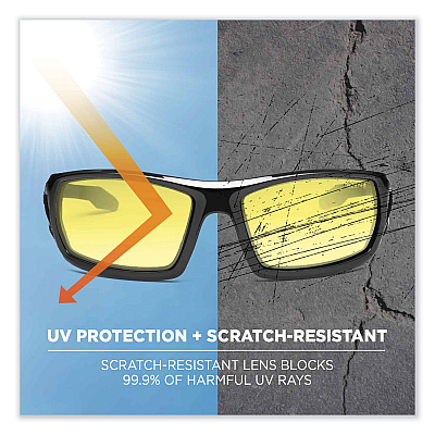ergodyne Skullerz Odin Safety Glasses, Black Nylon Impact Frame, Yellow Polycarbonate Lens (EGO50050)