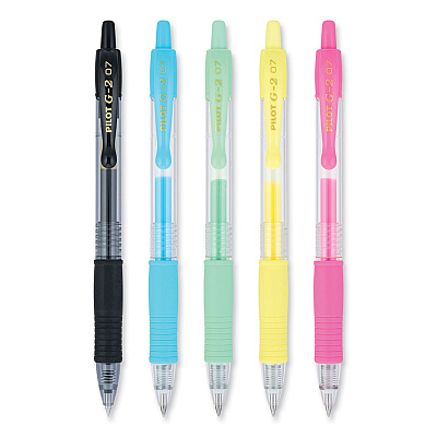 Pilot G2 Pastel Gel Pen, Retractable, Fine 0.7 mm, Assorted Pastel Ink and Barrel Colors, 5/Pack (PIL14171)