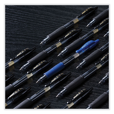 Pilot G2 Premium Gel Pen, Retractable, Fine 0.7 mm, Blue Ink, Smoke/Blue Barrel, 2/Pack (PIL31032)